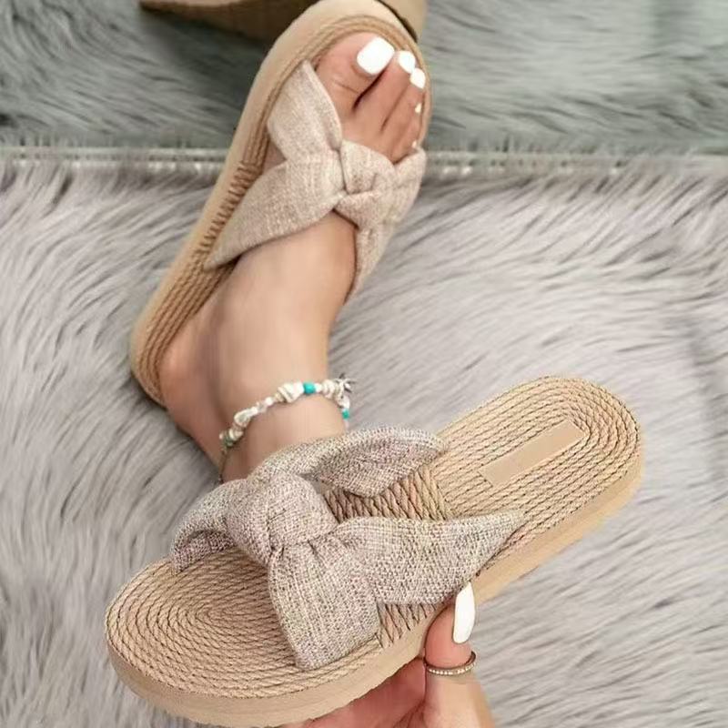Womens Flat Sandals with Bowknot