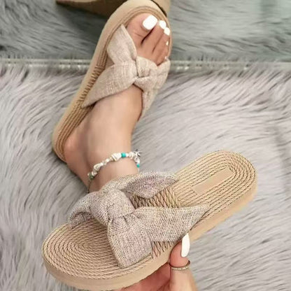 Womens Flat Sandals with Bowknot