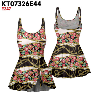 Womens Floral Backless One Piece Swimsuit