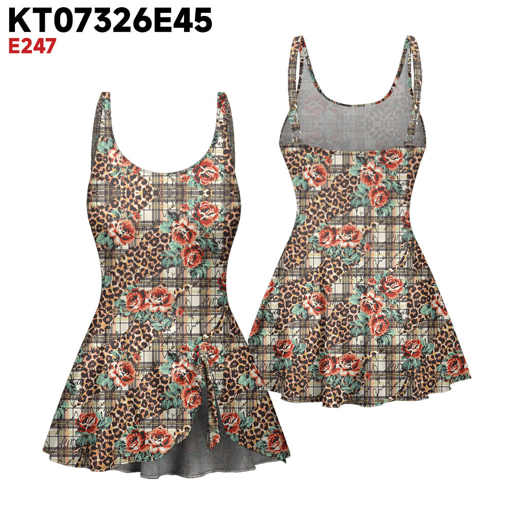 Womens Floral Backless One Piece Swimsuit