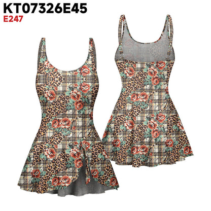 Womens Floral Backless One Piece Swimsuit