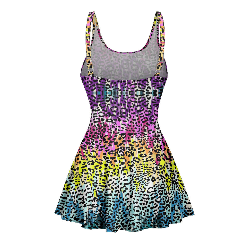 Womens Floral Backless One Piece Swimsuit
