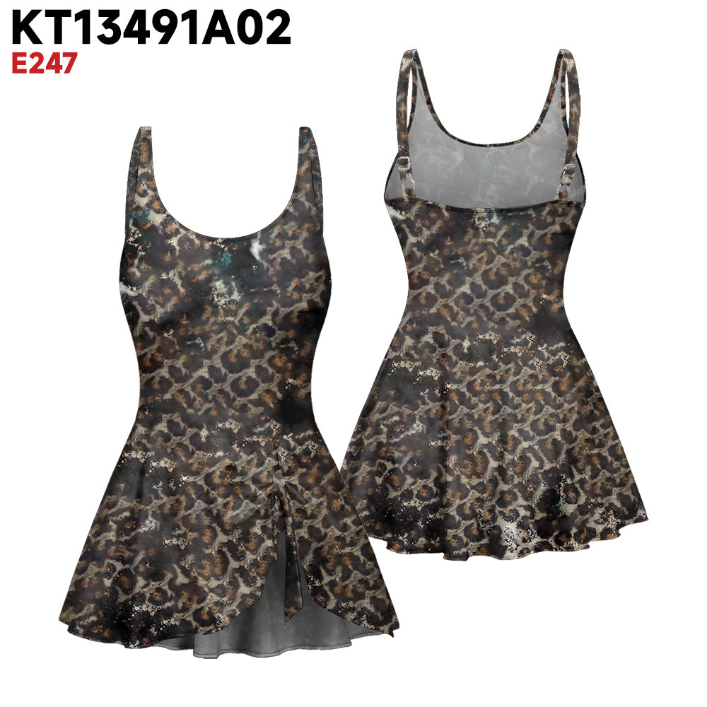 Womens Floral Backless One Piece Swimsuit