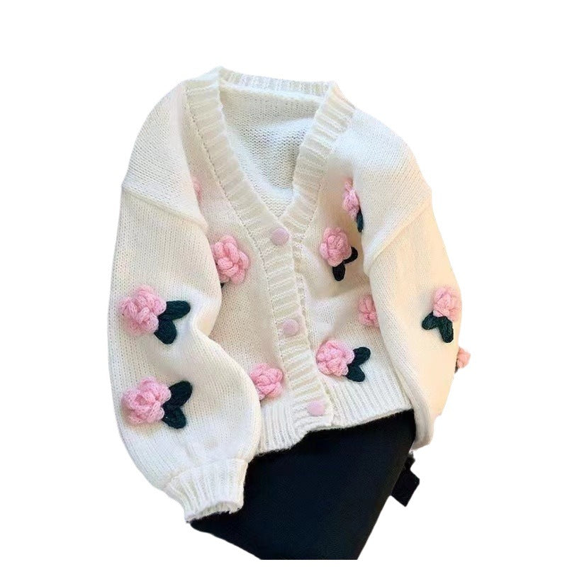 Womens Floral Knitted Cardigan