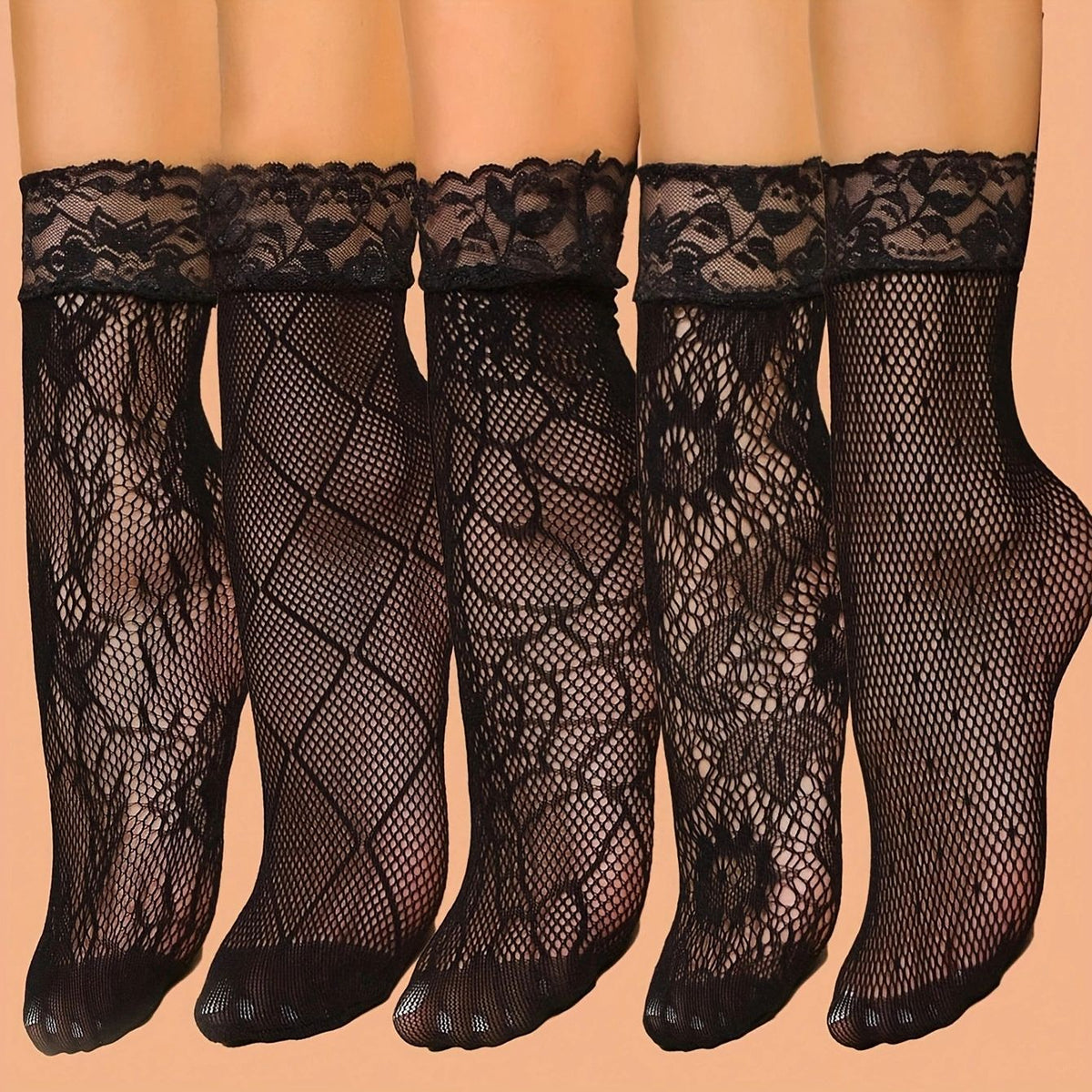 Womens Floral Mesh Ankle Socks Hollow Short Socks