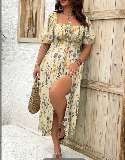 Womens Floral Print A-Line Summer Dress