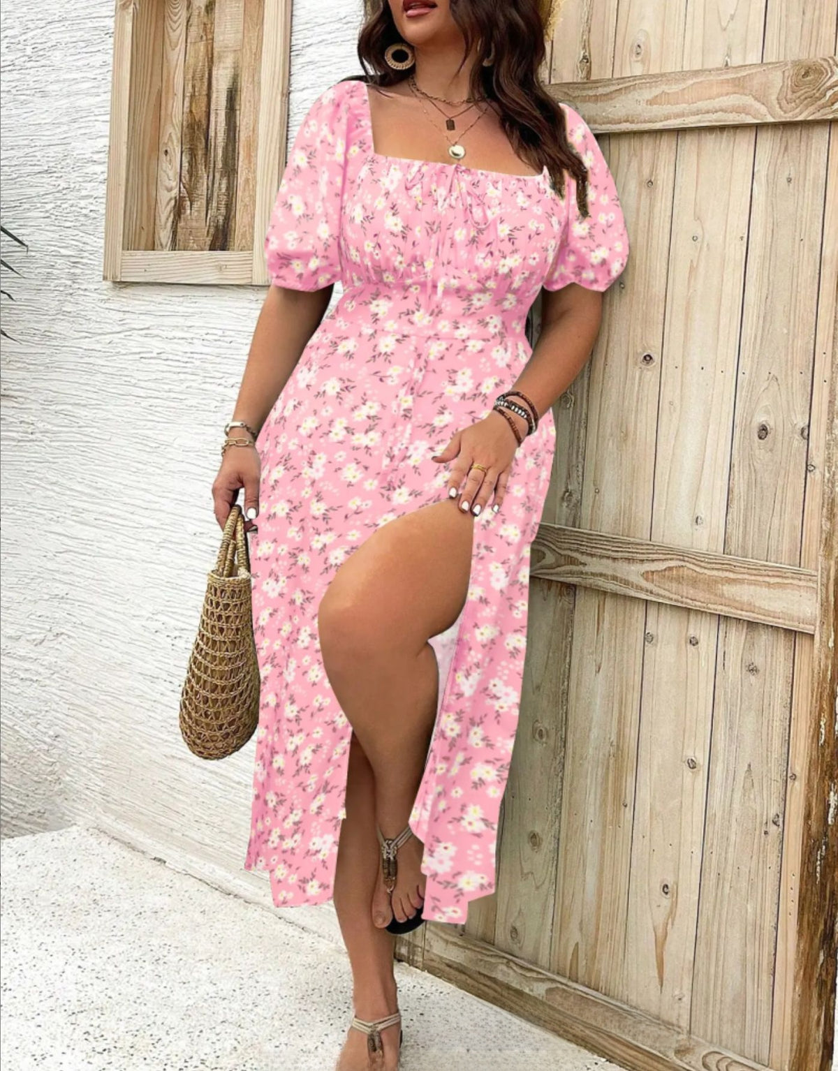 Womens Floral Print A-Line Summer Dress