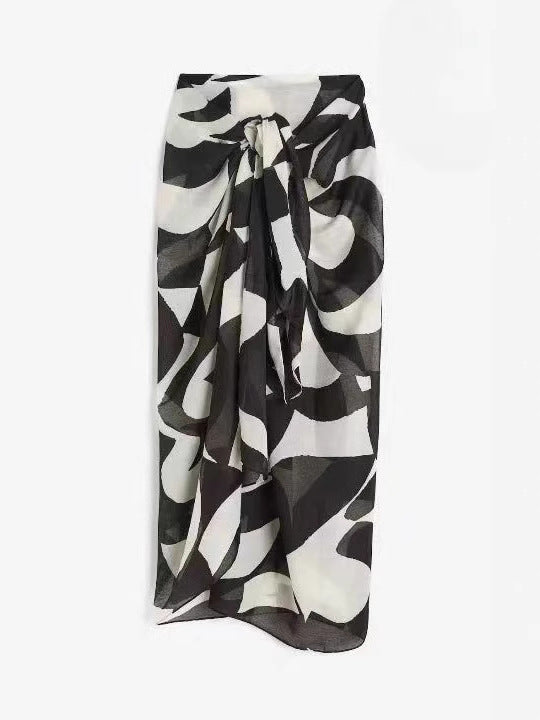 Womens Floral Print Chiffon Beach Skirt