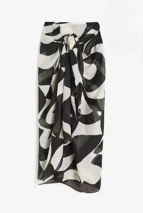 Womens Floral Print Chiffon Beach Skirt