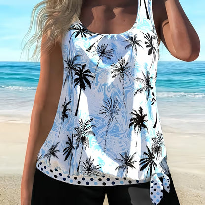 Womens Floral Print Plus Size Two Piece Swimsuit