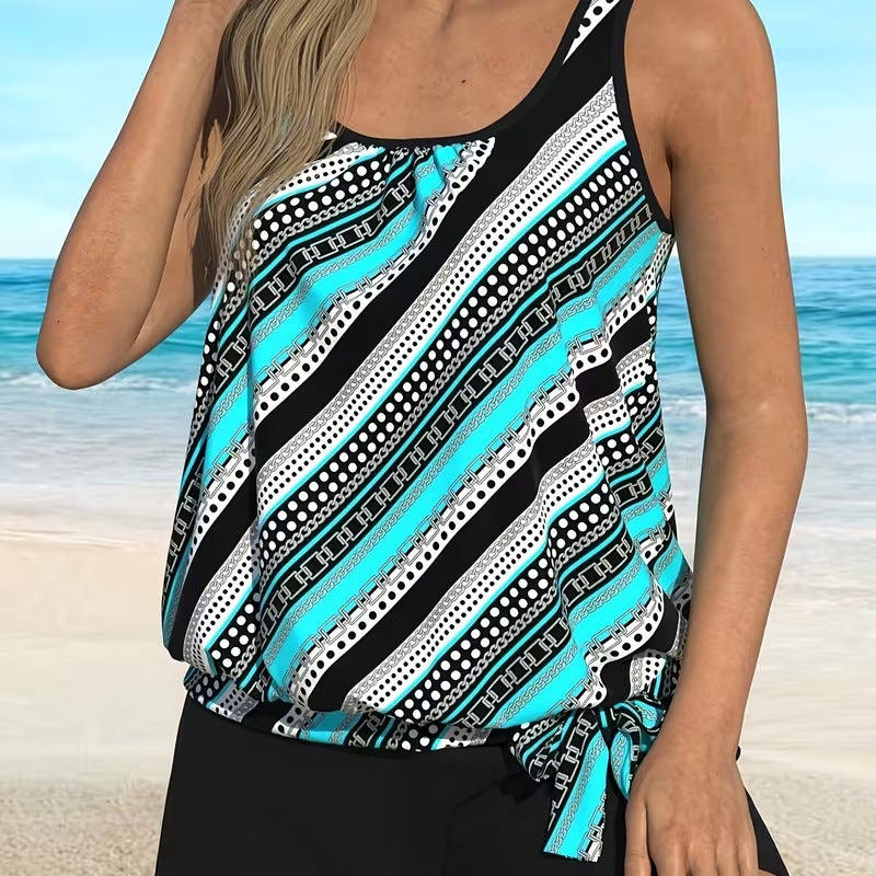 Womens Floral Print Plus Size Two Piece Swimsuit