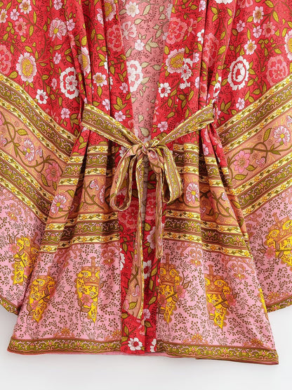 Womens Floral Print Rayon Beach Kimono