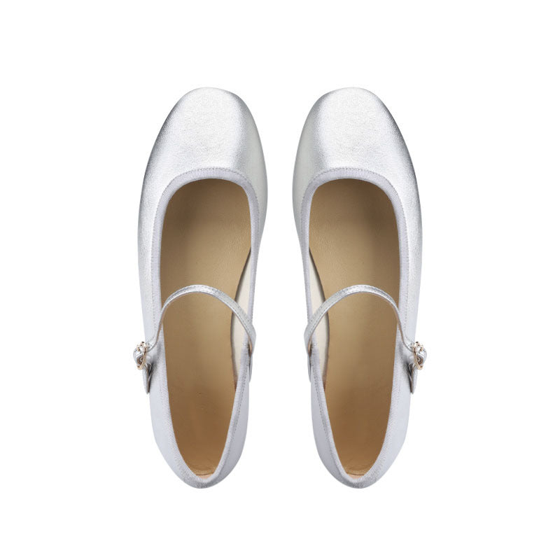 Womens French Style Flat Sole Mary Jane Loafers