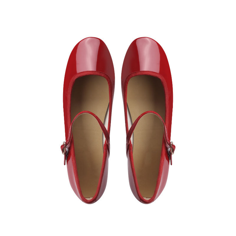 Womens French Style Flat Sole Mary Jane Loafers