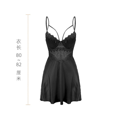 Womens French Style Ice Silk Nightdress