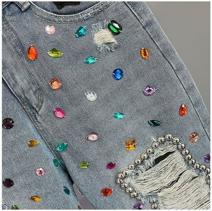 Womens Geometric Denim Skirt