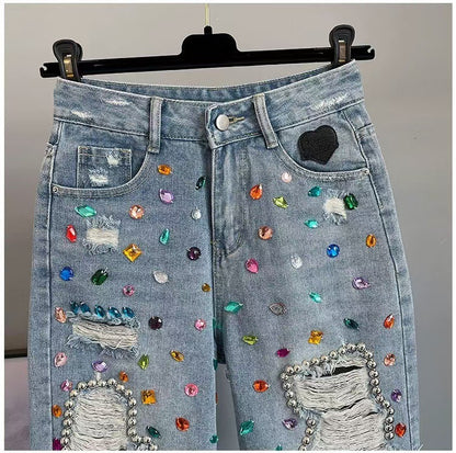 Womens Geometric Denim Skirt