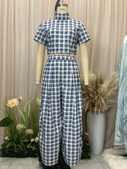 Womens Grid Pattern Top and Pants