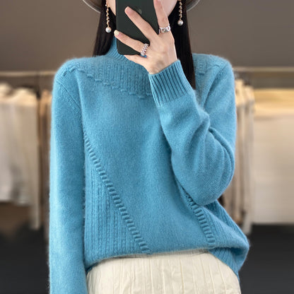 Womens Half Turtleneck Jacquard Knit Sweater