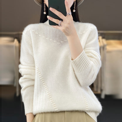 Womens Half Turtleneck Jacquard Knit Sweater