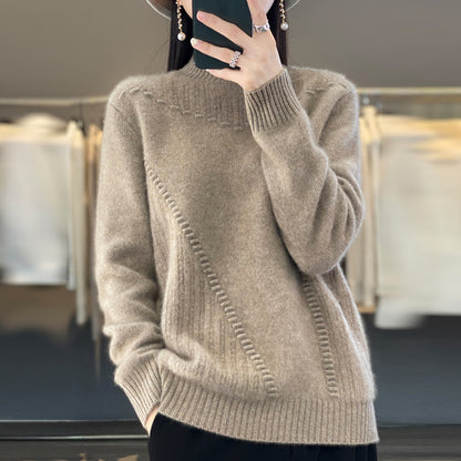 Womens Half Turtleneck Jacquard Knit Sweater
