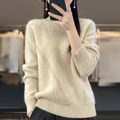 Womens Half Turtleneck Jacquard Knit Sweater