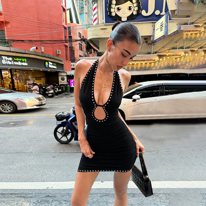 Womens Halter Neck Backless Bodycon Dress