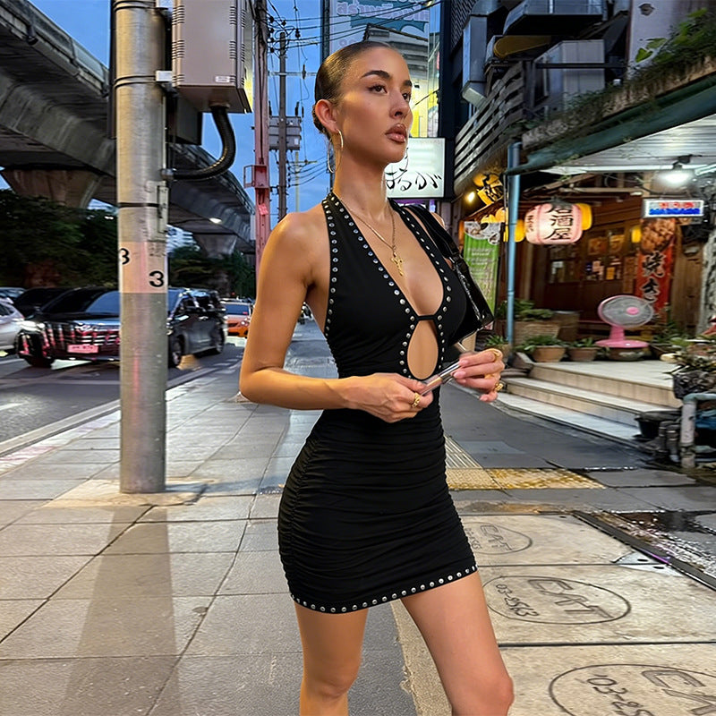 Womens Halter Neck Backless Bodycon Dress
