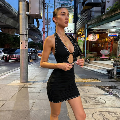 Womens Halter Neck Backless Bodycon Dress