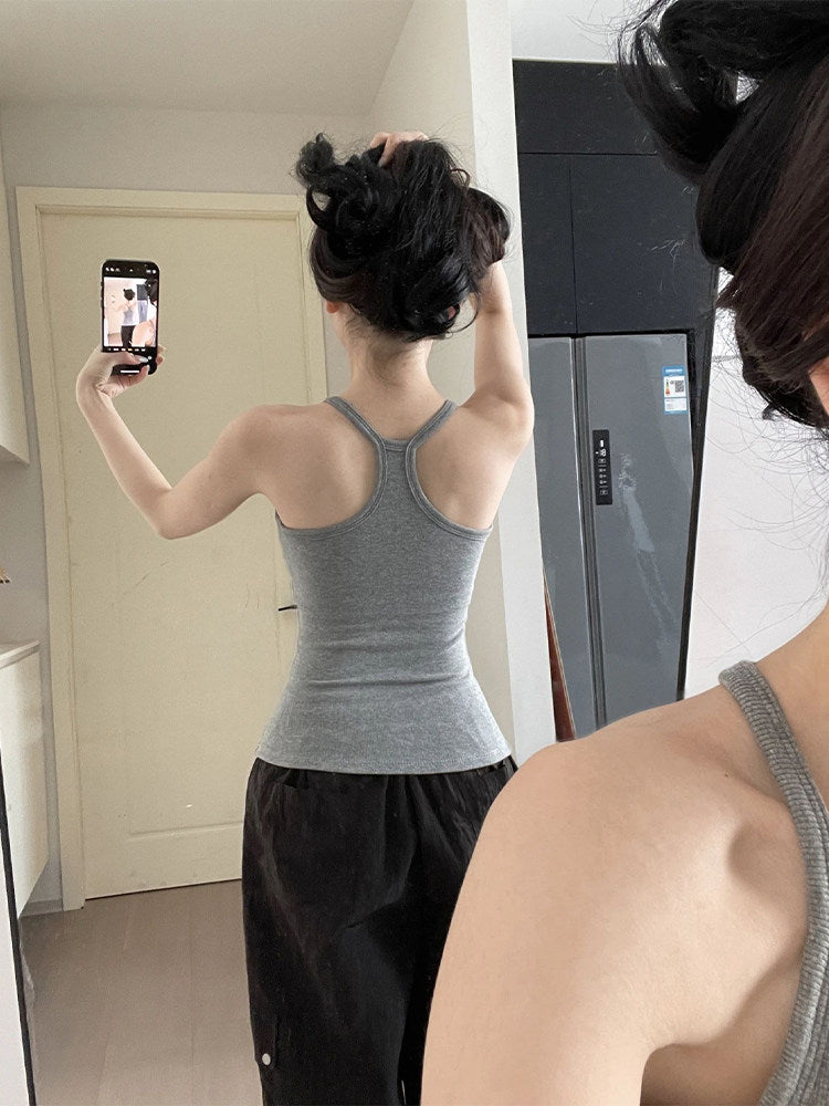 Womens Halter Neck Camisole with Built-in Bra