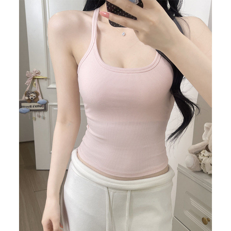 Womens Halter Neck Camisole with Built-in Bra