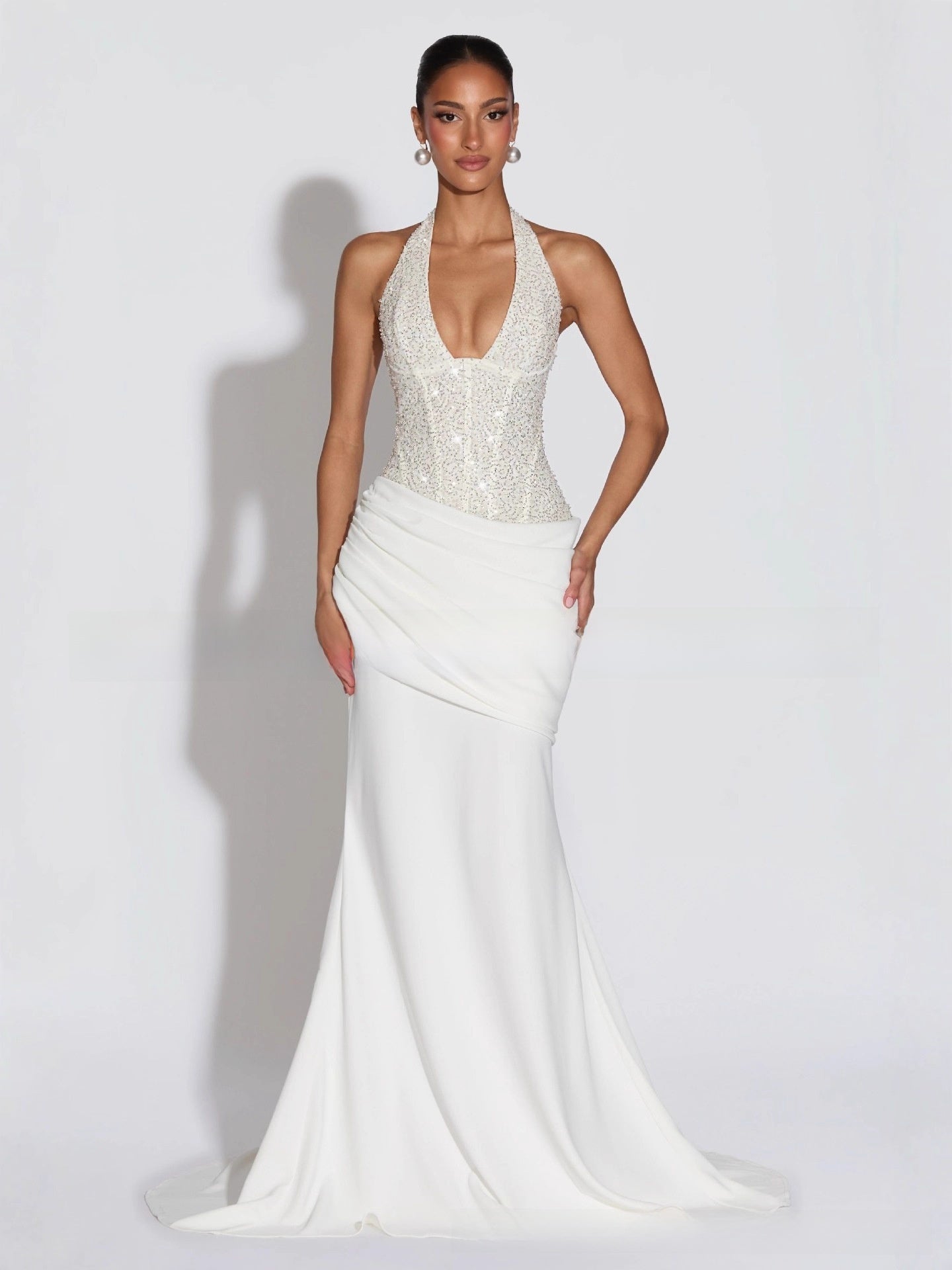 Womens Halter Neck Mermaid Evening Dress