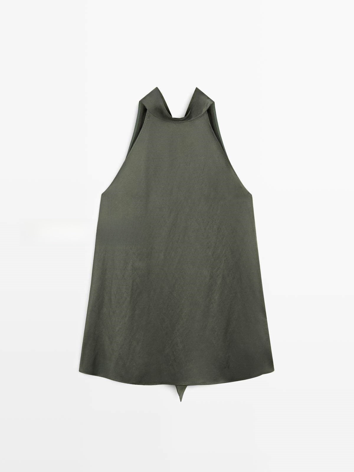 Womens Halter Neck Satin Crop Top