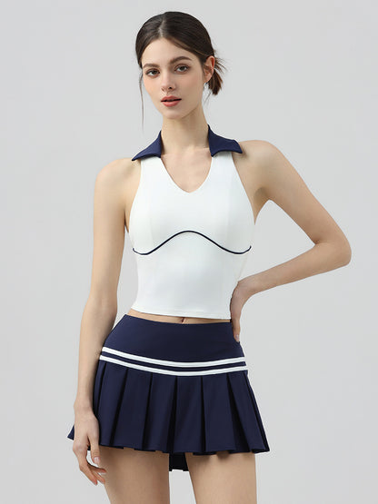 Womens Halter Neck Sports Top with Chest Pads