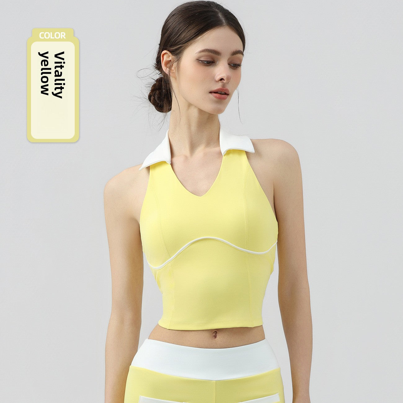 Womens Halter Neck Sports Top with Chest Pads