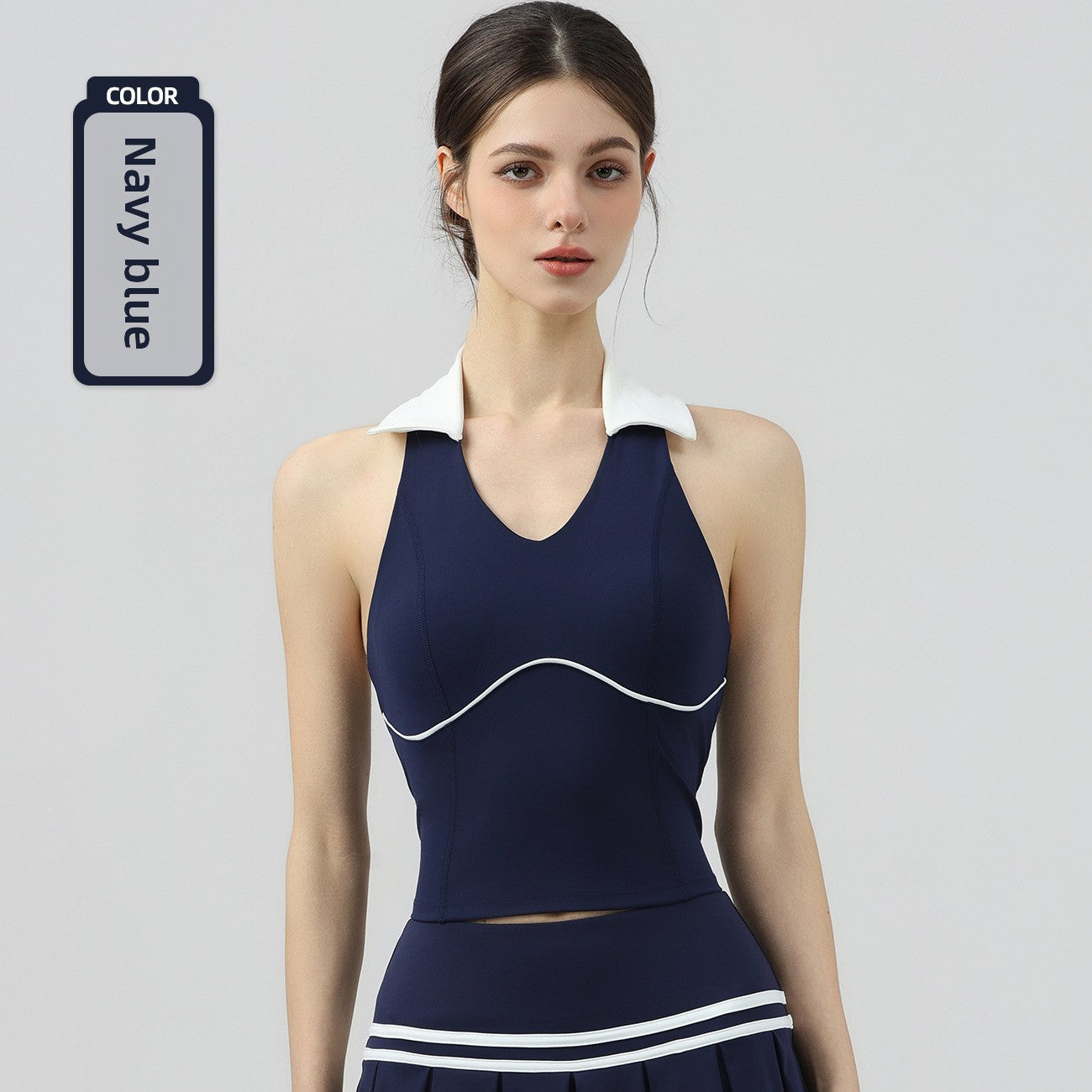 Womens Halter Neck Sports Top with Chest Pads