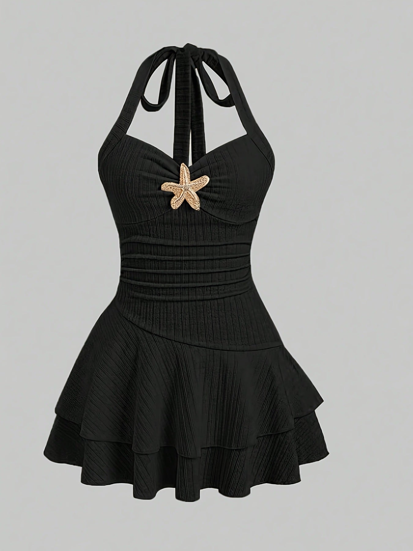 Womens Halter Neck Starfish Print Summer Dress