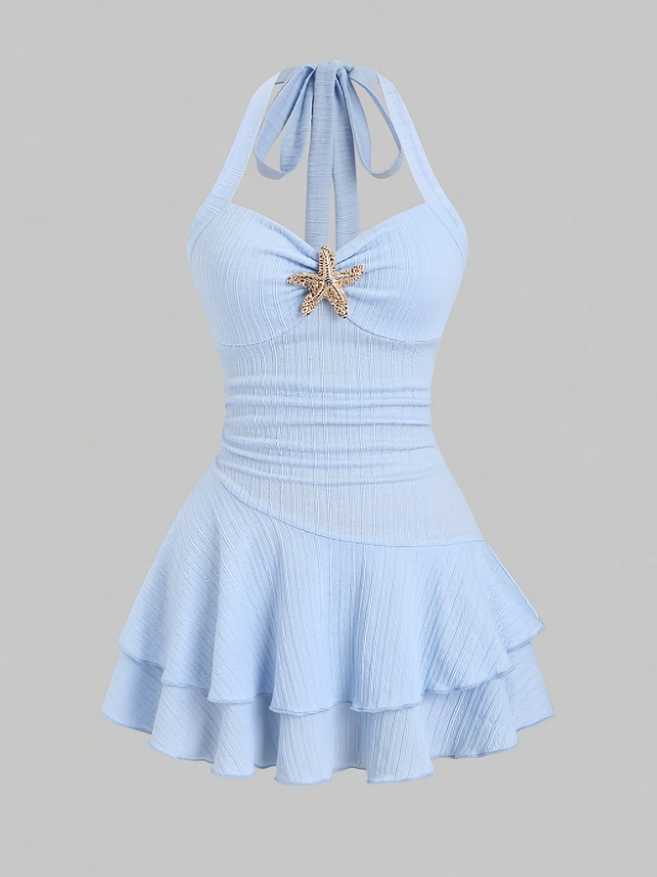 Womens Halter Neck Starfish Print Summer Dress