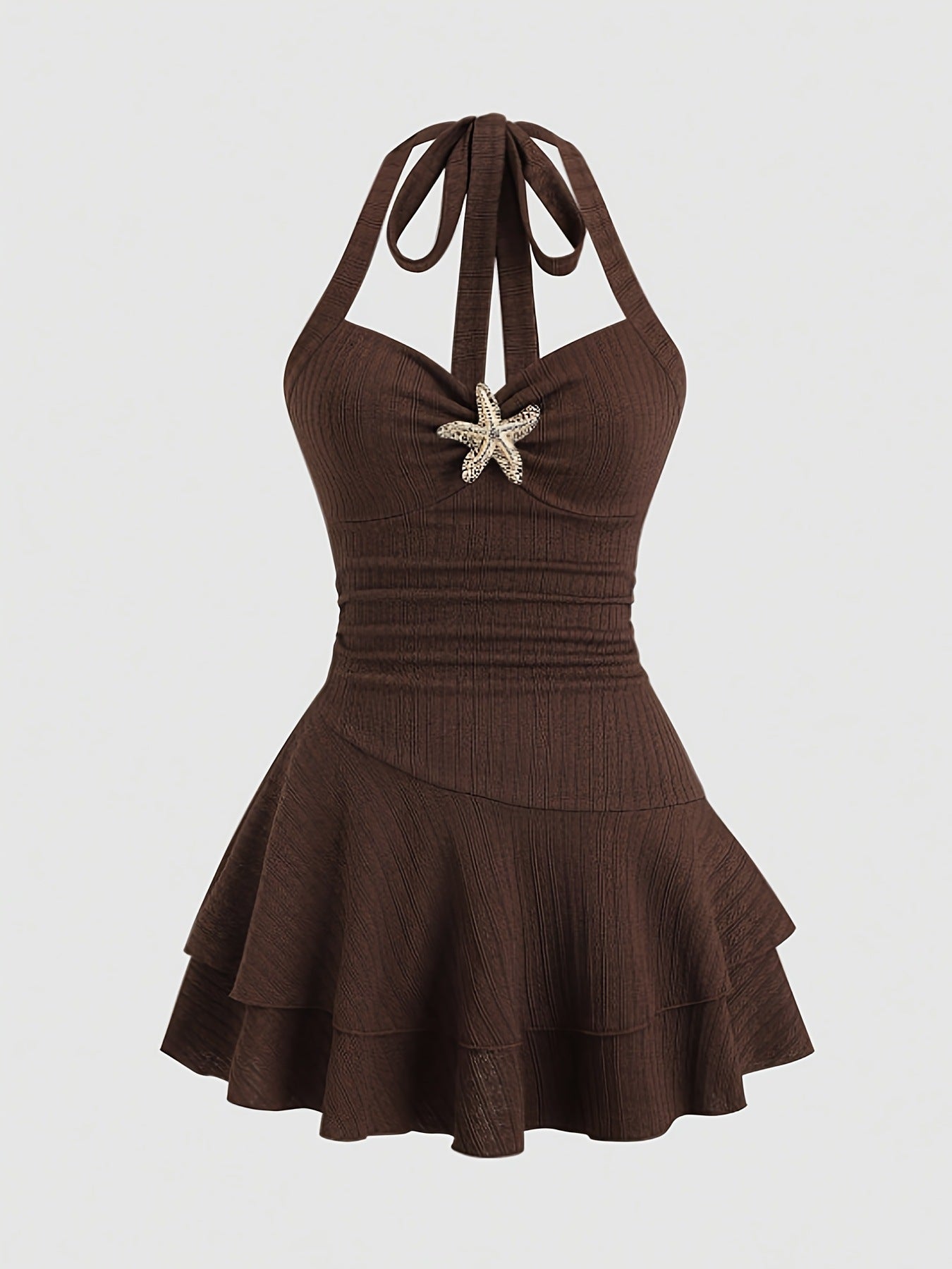 Womens Halter Neck Starfish Print Summer Dress