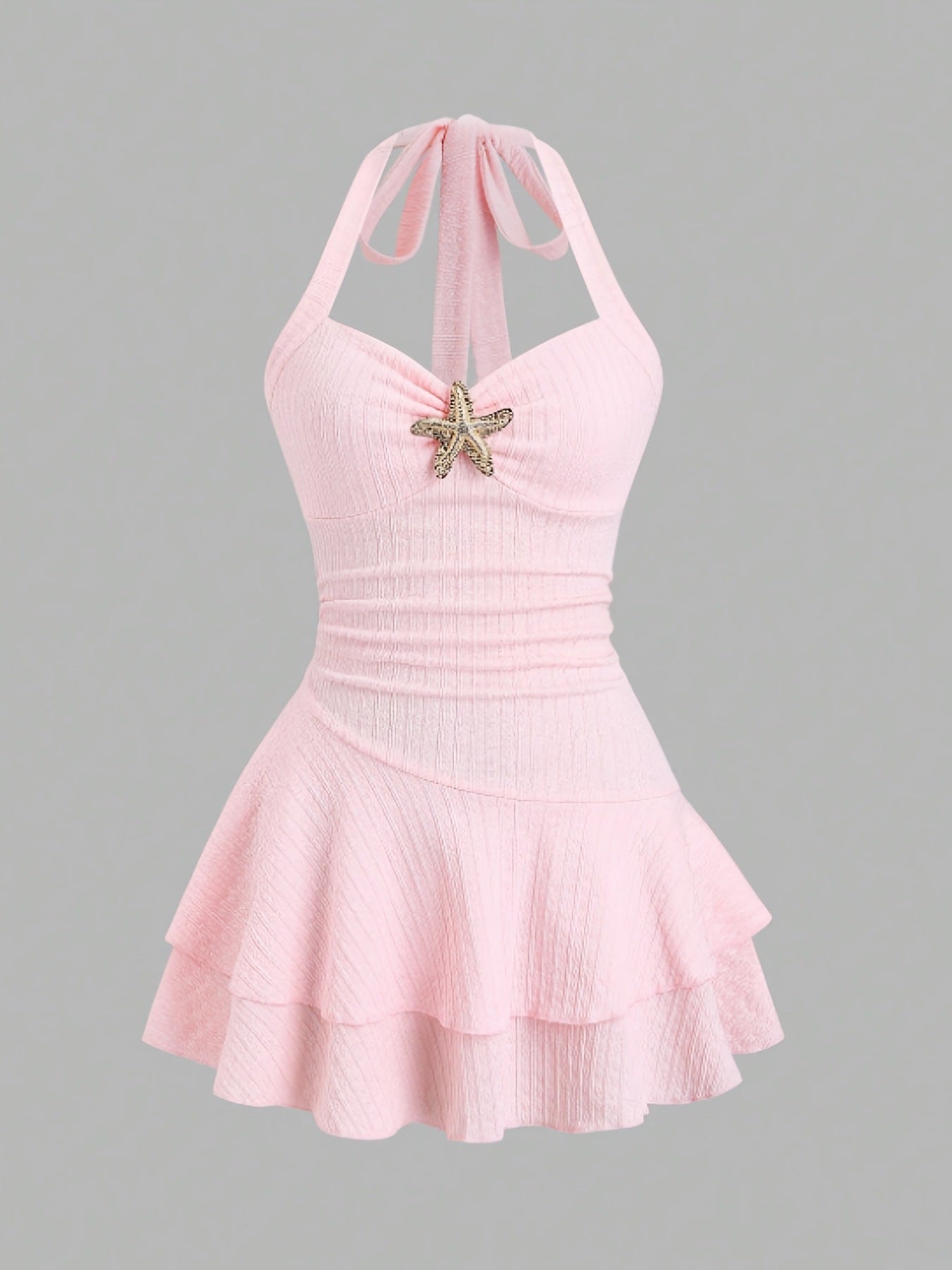 Womens Halter Neck Starfish Print Summer Dress