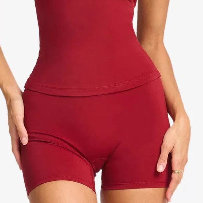 Womens Halter Neck Yoga Set with High Waist Shorts