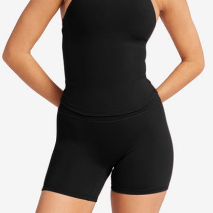 Womens Halter Neck Yoga Set with High Waist Shorts