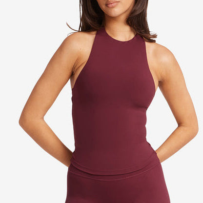 Womens Halter Neck Yoga Set with High Waist Shorts