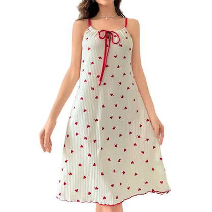 Womens Heart Print Sling Nightgown