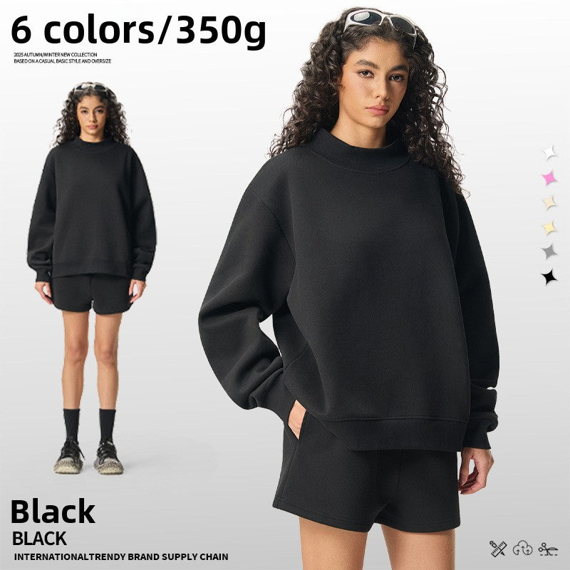 Womens Heavy Velvet Half Turtleneck Sweatshirt