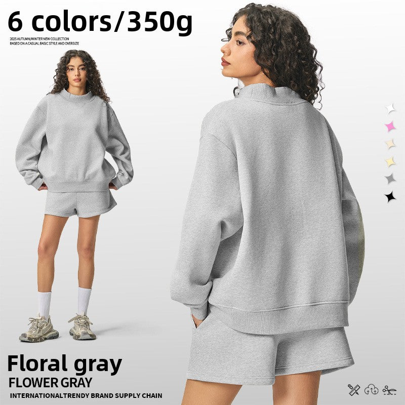 Womens Heavy Velvet Half Turtleneck Sweatshirt