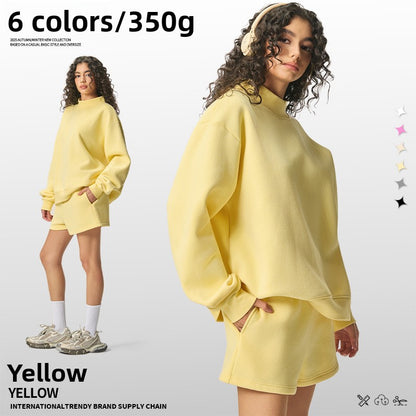 Womens Heavy Velvet Half Turtleneck Sweatshirt