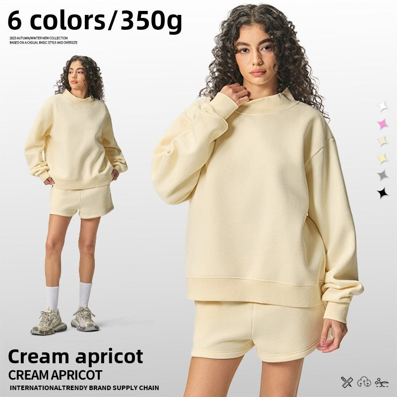 Womens Heavy Velvet Half Turtleneck Sweatshirt