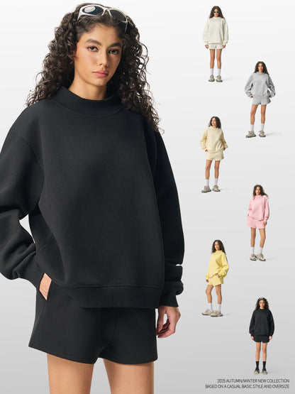 Womens Heavy Velvet Half Turtleneck Sweatshirt