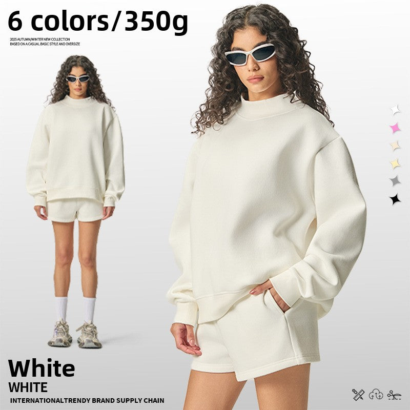 Womens Heavy Velvet Half Turtleneck Sweatshirt